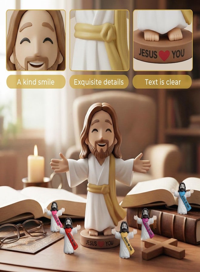 Framad 4" Large Jesus Love You Figures for Car Dashboard, Jesus Loves You Figurines, Miniature Decor Figurines to Hide and Seek Religious - Image 3